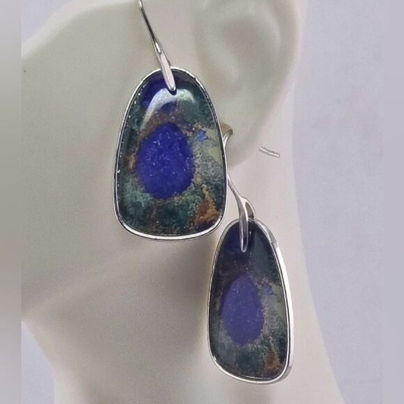Unknown Jewelry - Artistic Blue and Green Drop Earrings